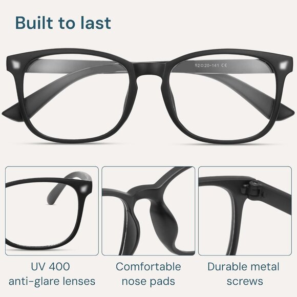 ⚡Men Black & Black Blue Light Blocking Anti UV Ray Computer Gaming Glasses - Picture 6 of 7